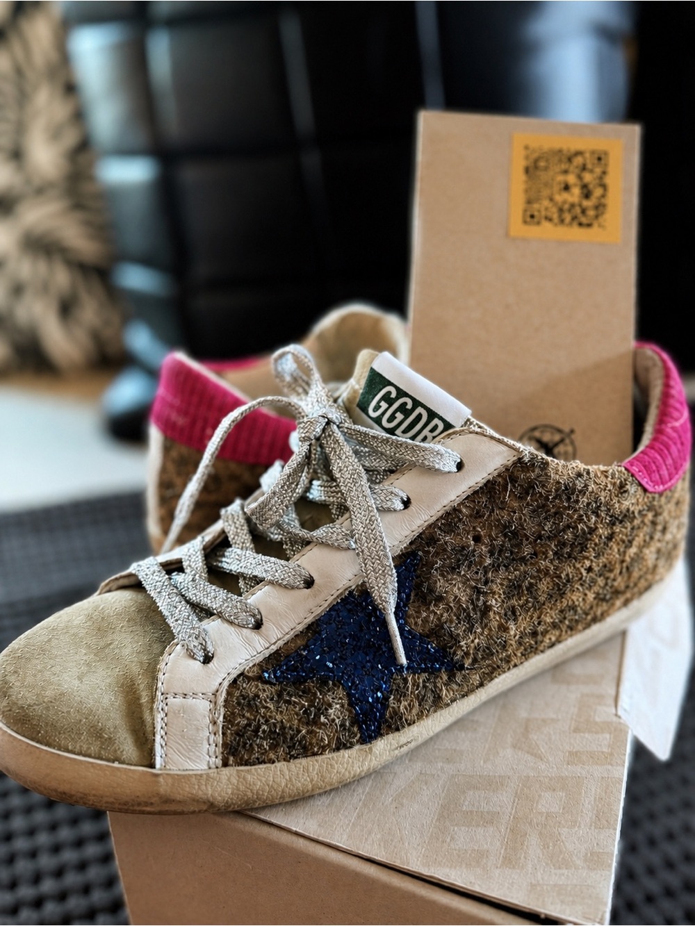 Golden Goose Kids Brown and Pink Sneaker with Navy Star